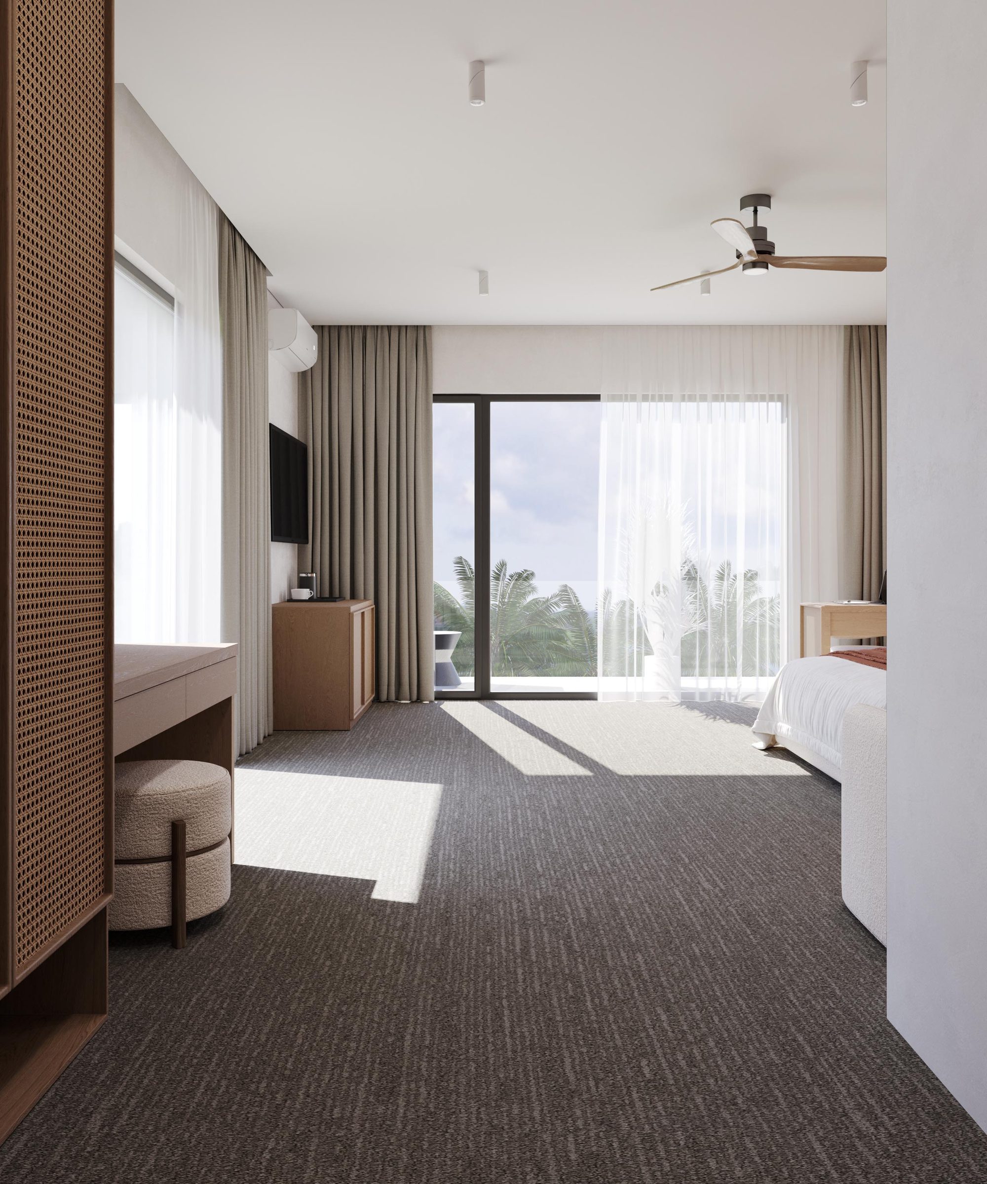 Light-filled Solvyn suite overlooking palms
