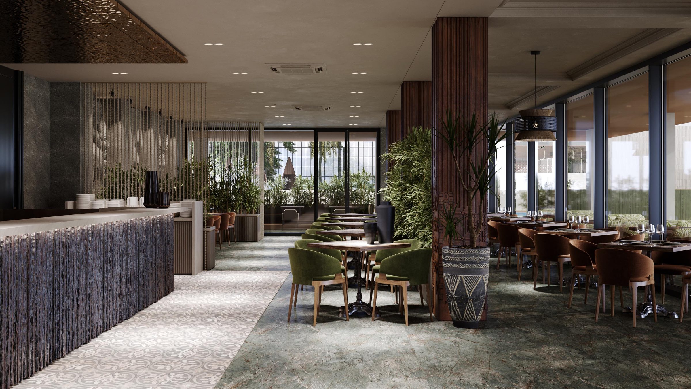 Outdoor dining beside the pool