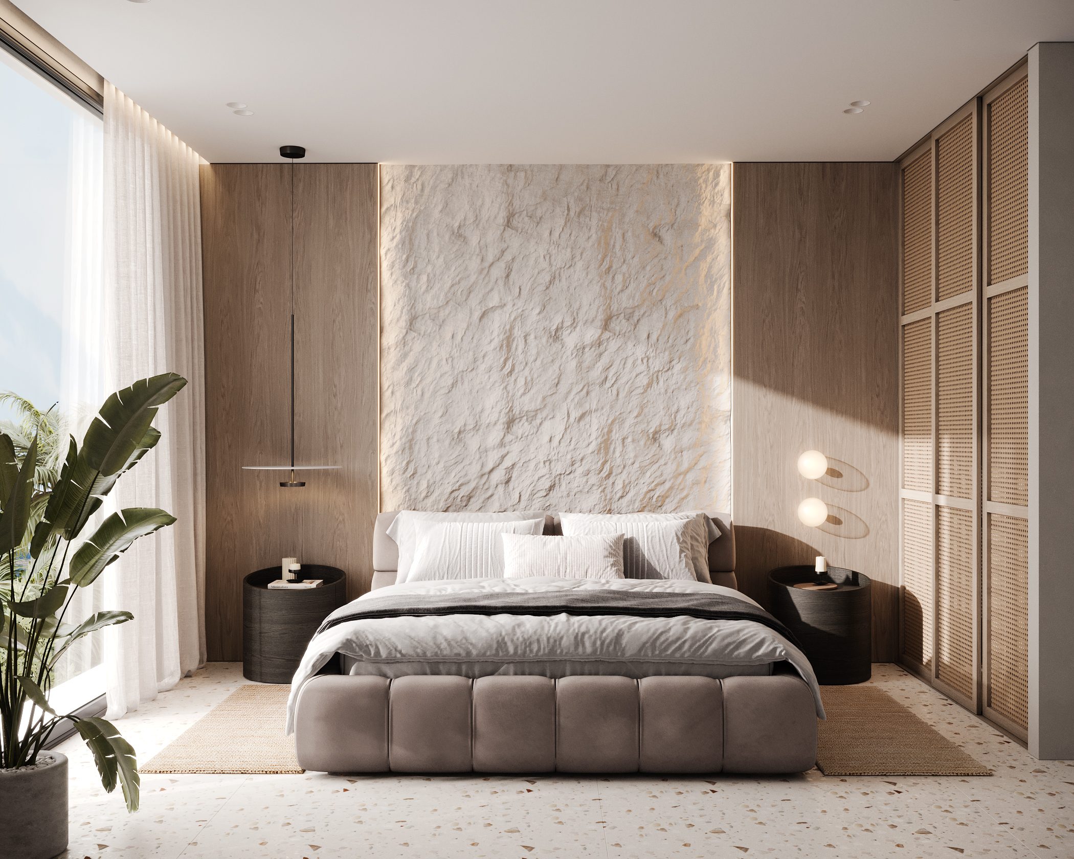 Warm contemporary suite interior