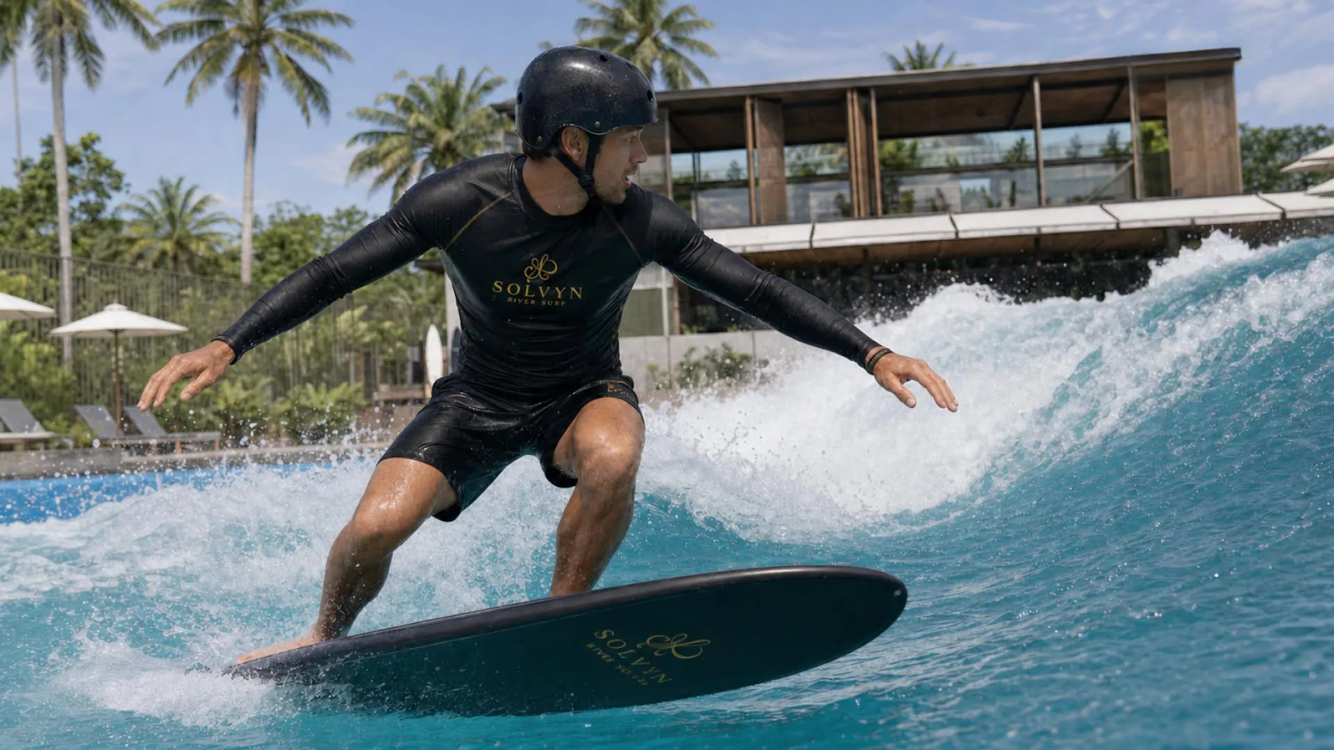 River Surf deck and tropical setting