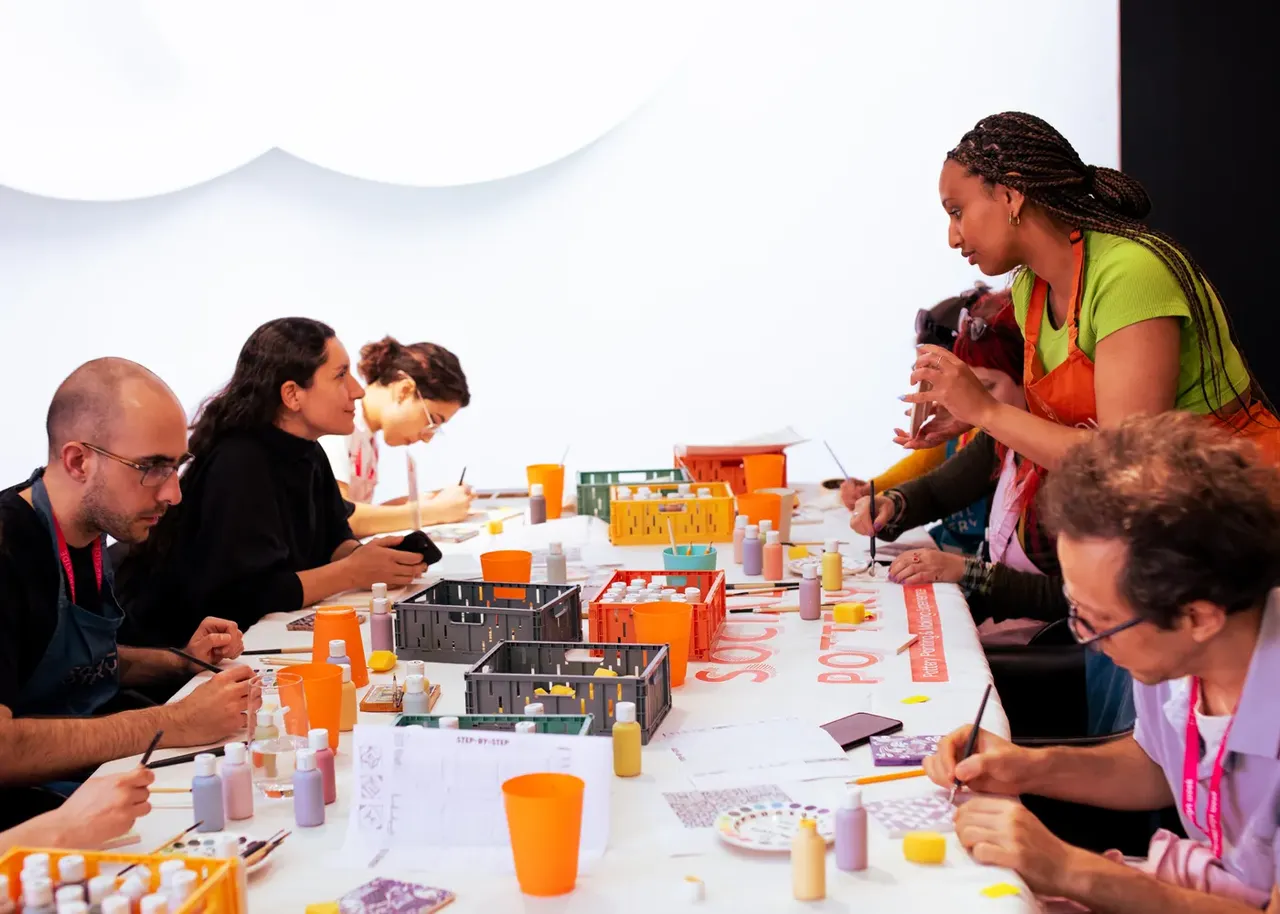 A pop-up pottery studio in an office