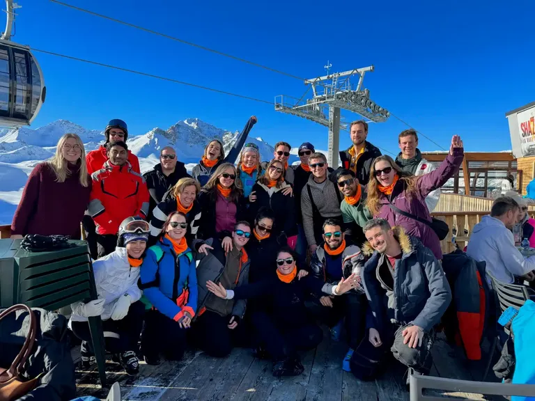 The team on the annual ski trip