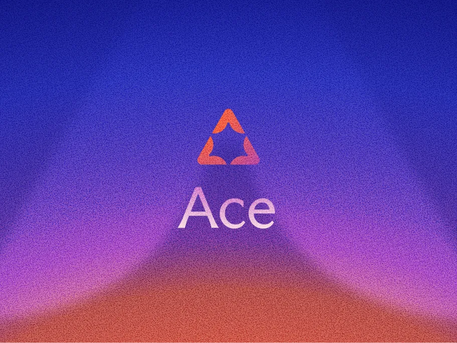 The Ace logo and wordmark over a blue and orange gradient