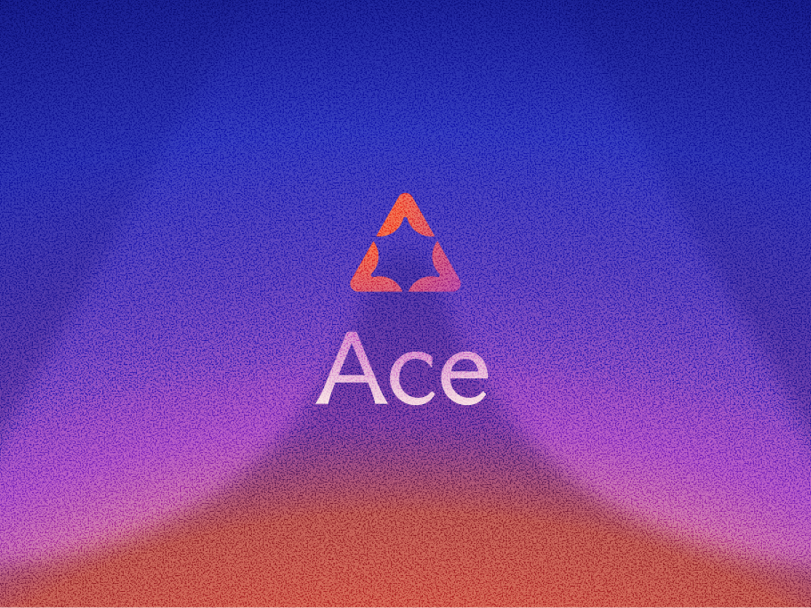 The Ace logo and wordmark over a blue and orange gradient