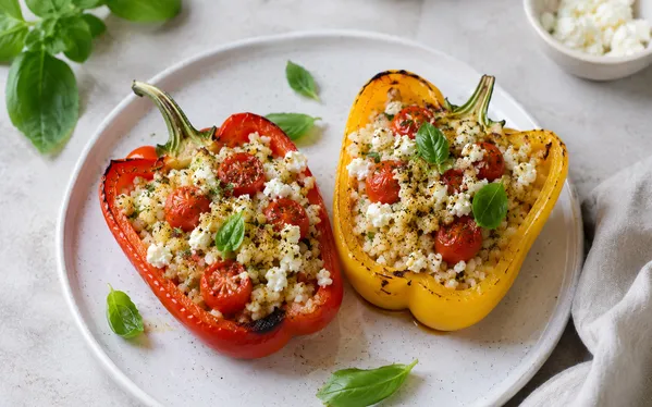 Stuffed Bell Peppers with Cauliflower & Jasmine Rice