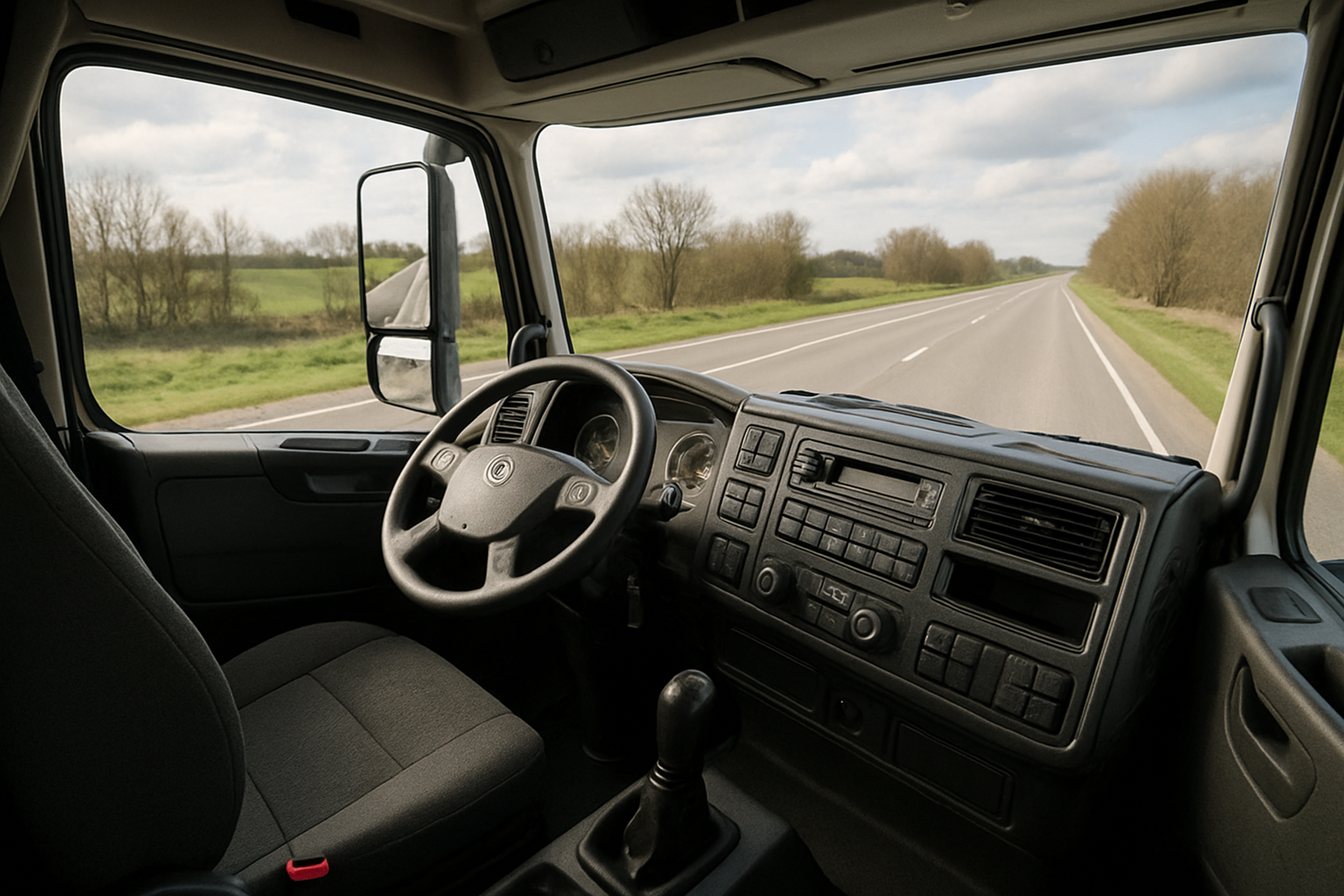 Driver reviewing ELD hours-of-service data on an in-cab tablet