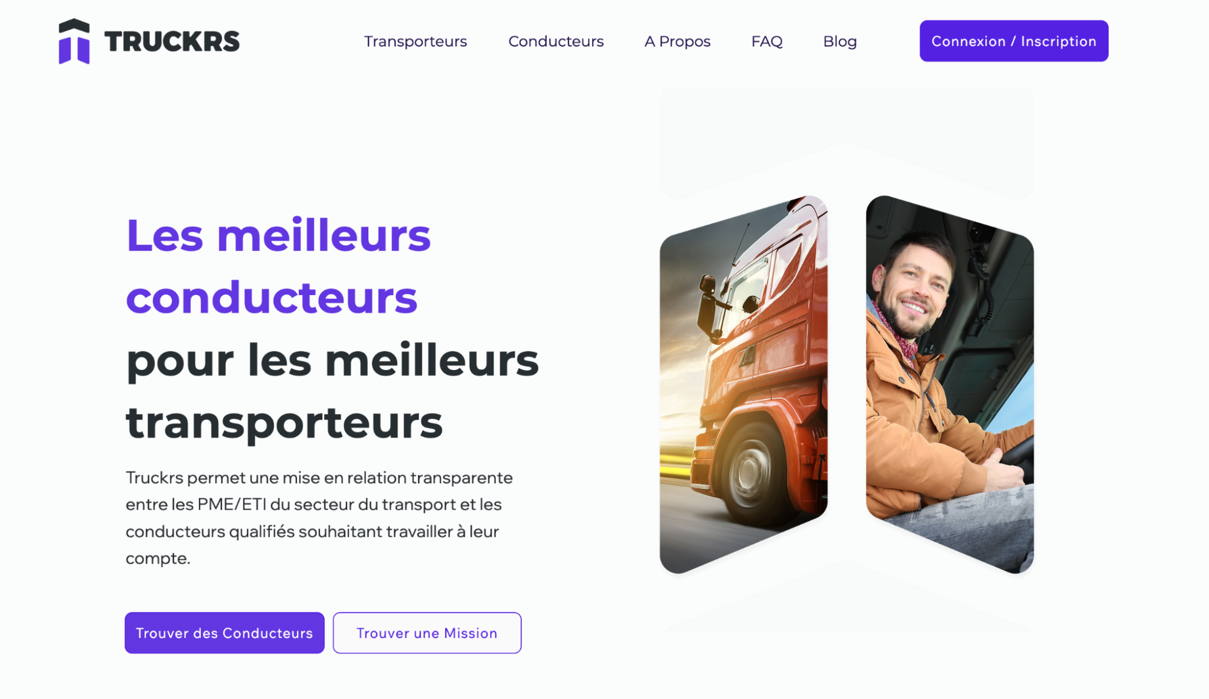 Page d’accueil du site web www.truckrs.co (© Truckrs 2022)