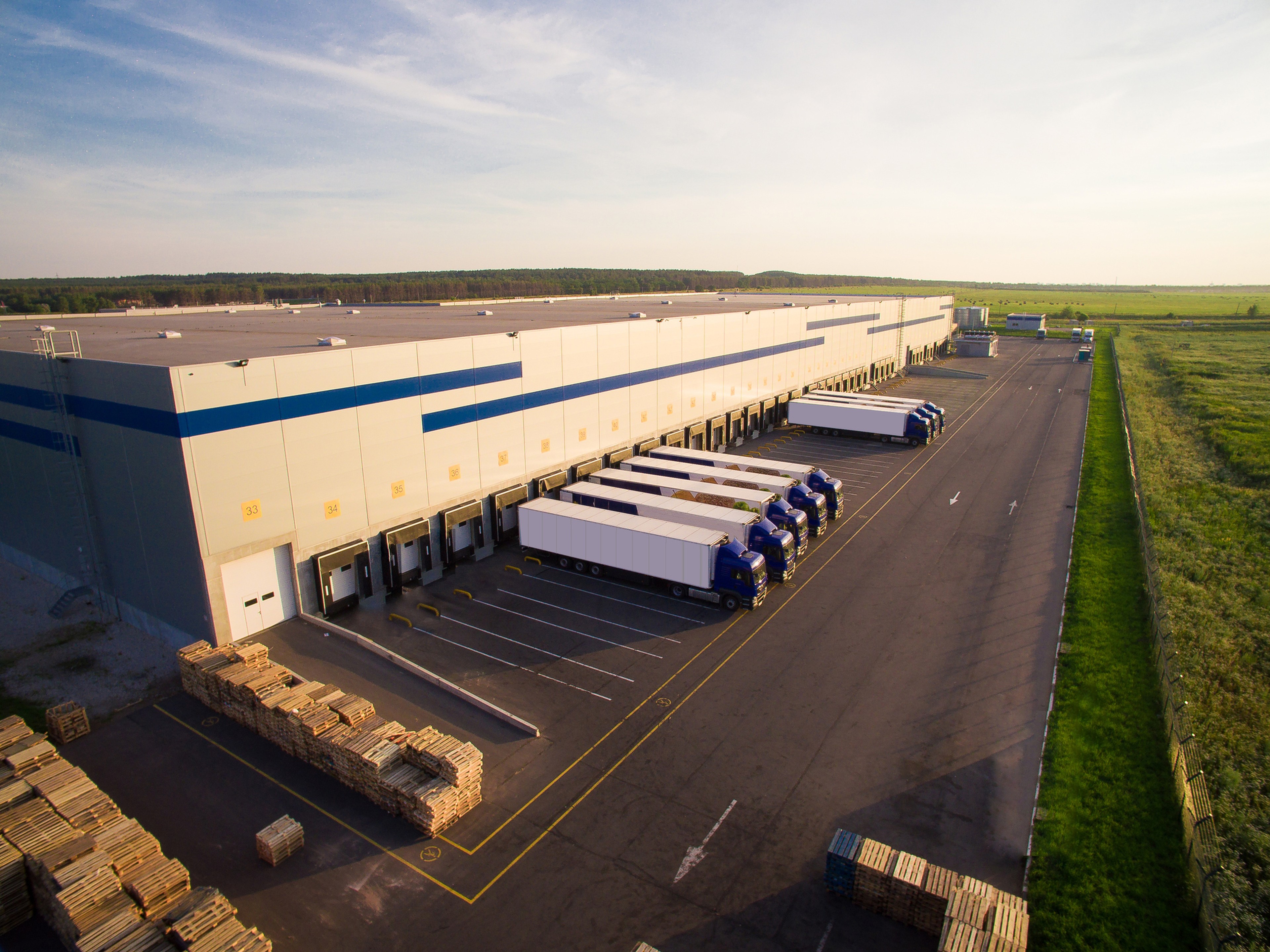 View from outdoors : docks for trucks
