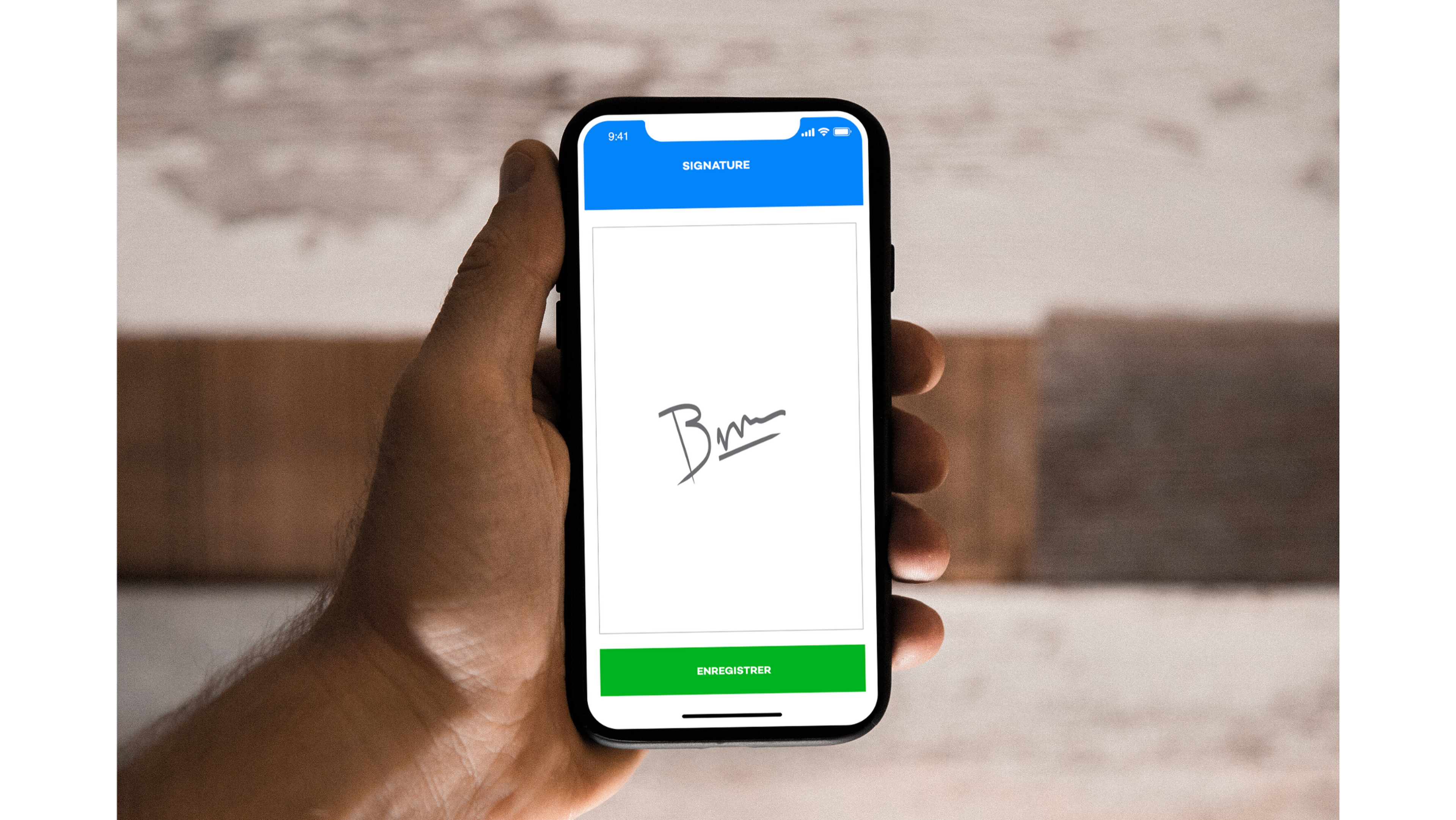 Signature sans contact sur un téléphone