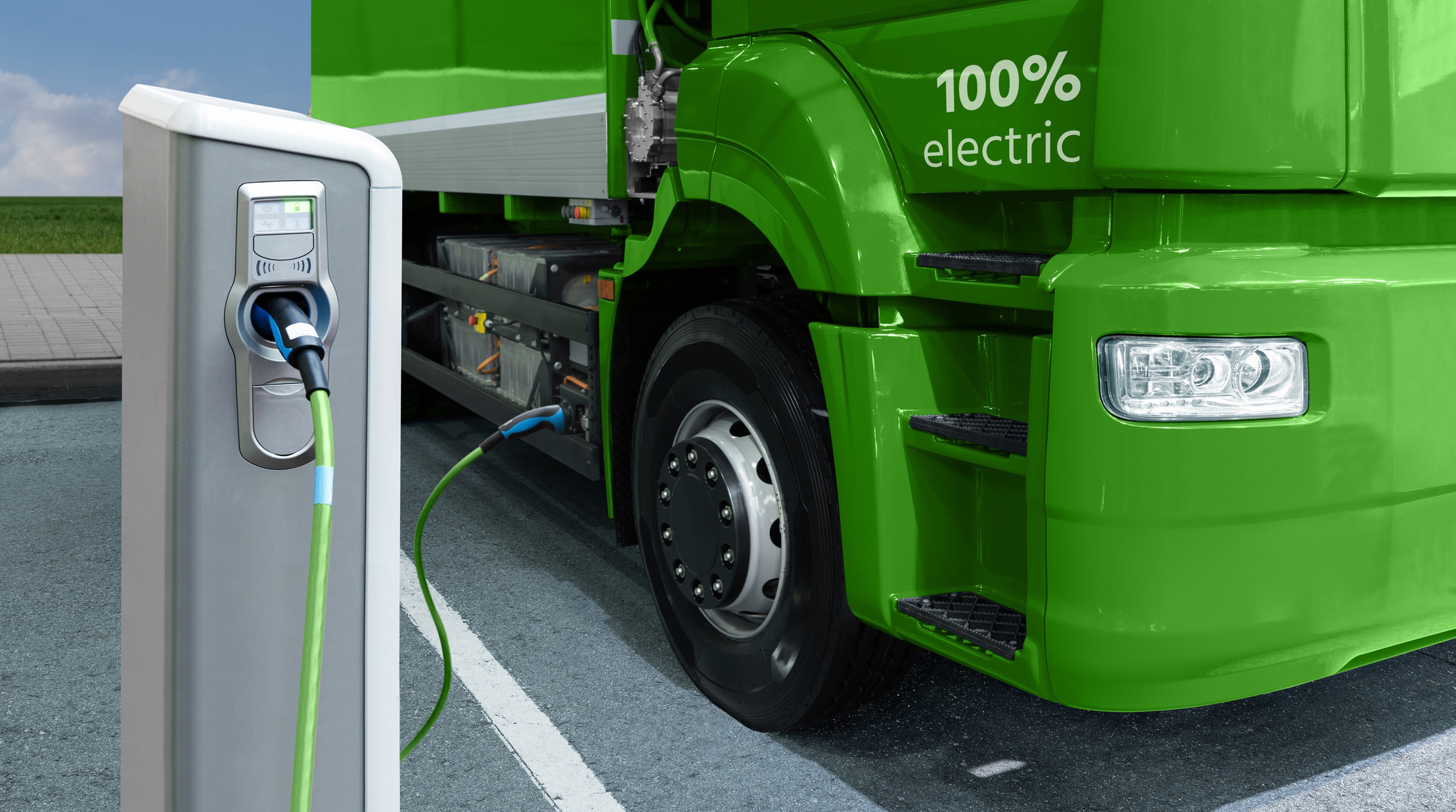 Electric semi truck loading
