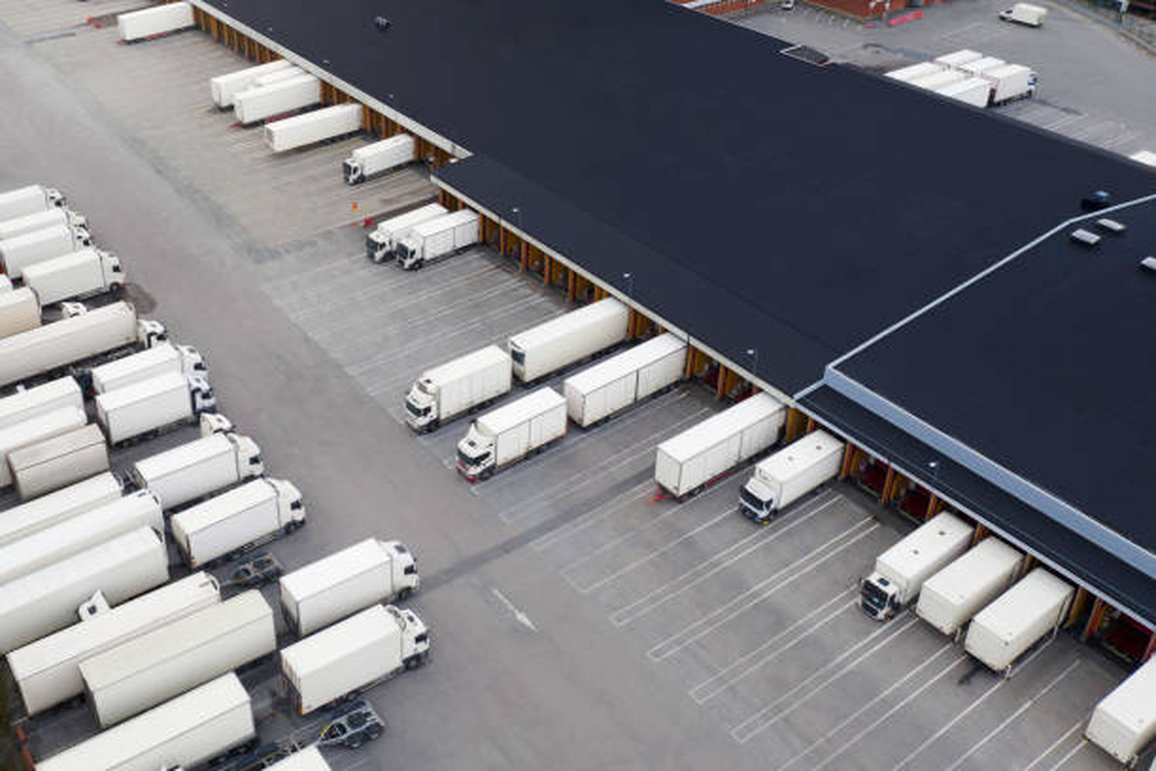 Unloading truck docks on site