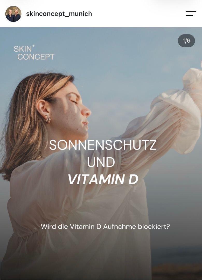 Instagram-Post für Skin Concept: Frau im Wind, „Sonnenschutz und Vitamin D“