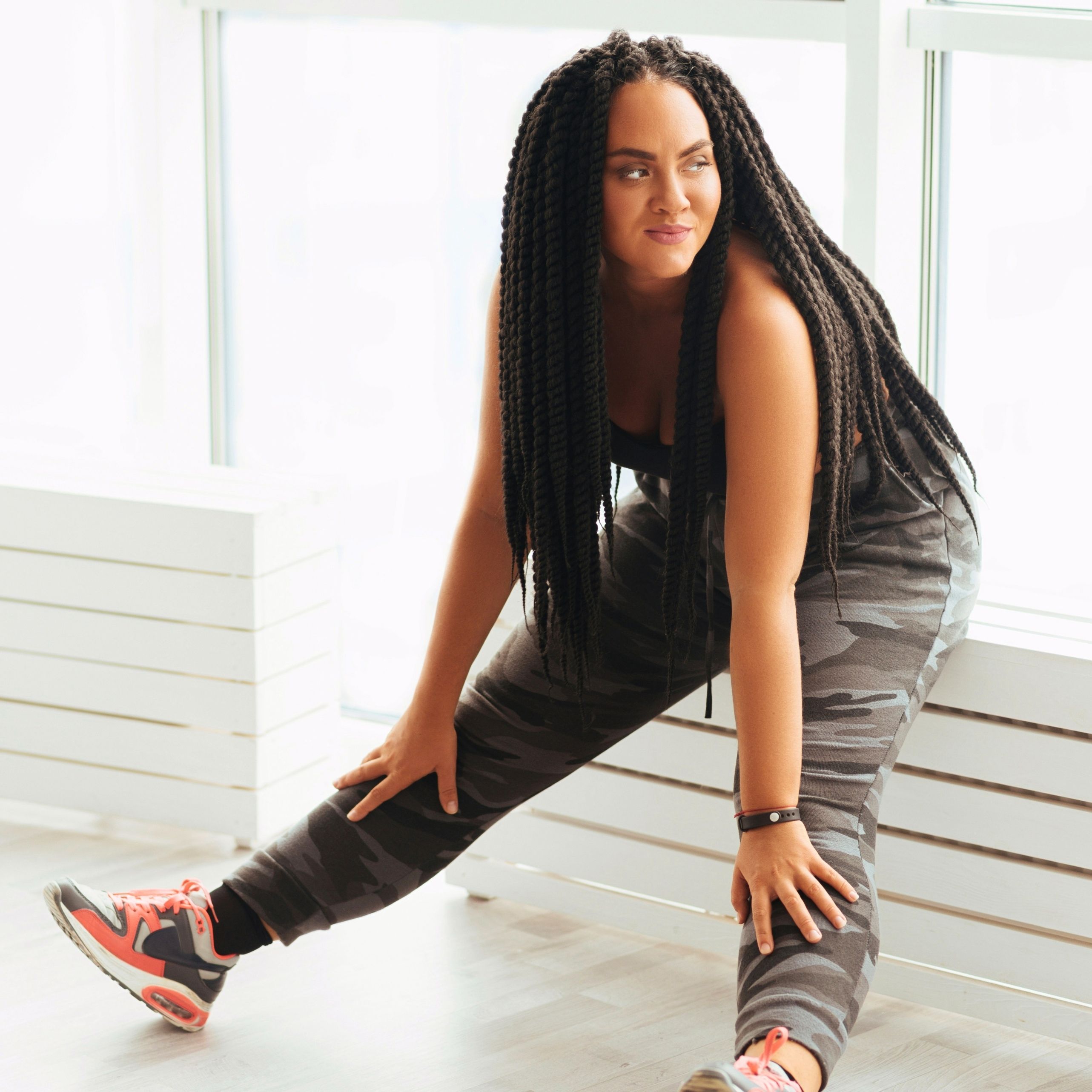 A person stretching