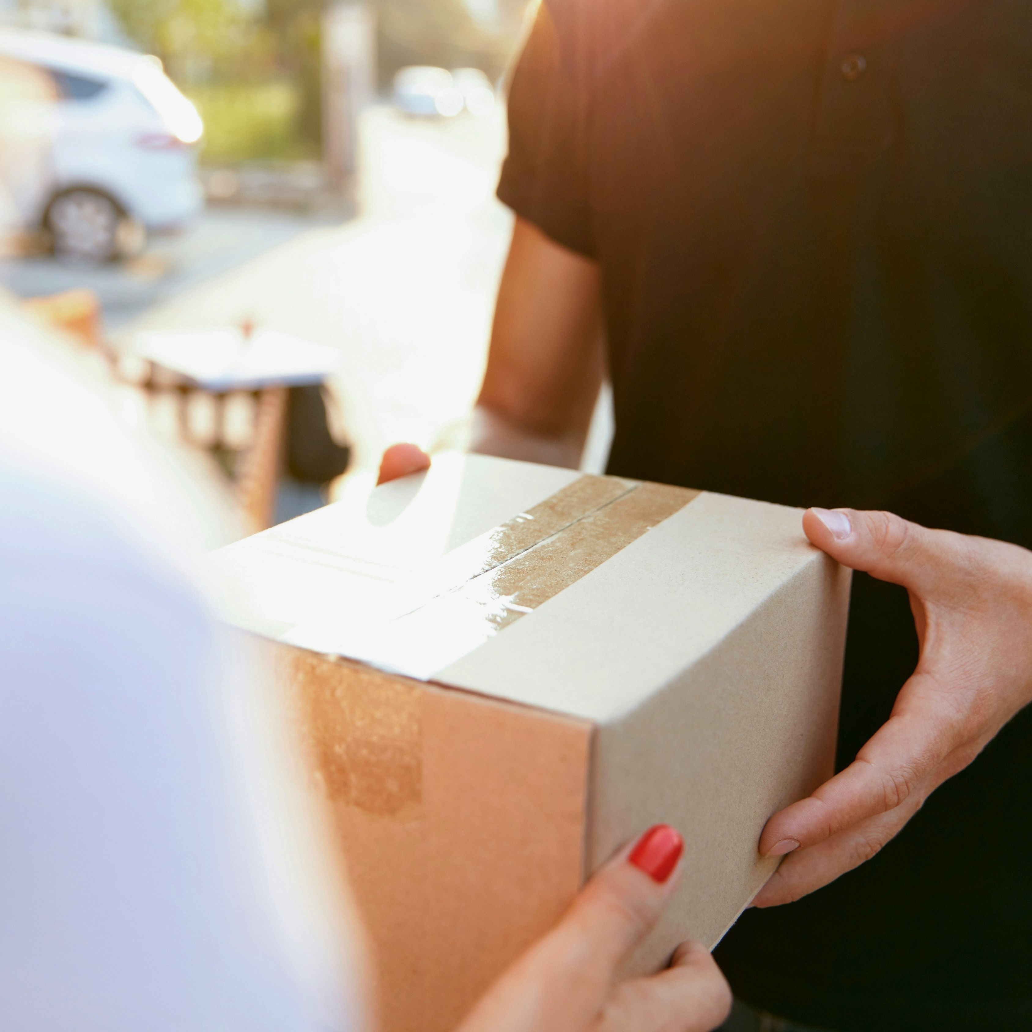 A package being delivered 
