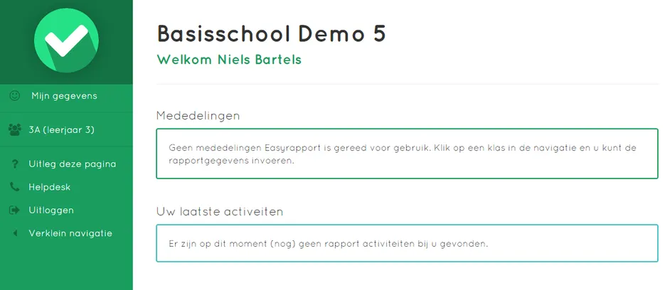 Screenshot van het dashboard in Easyrapport