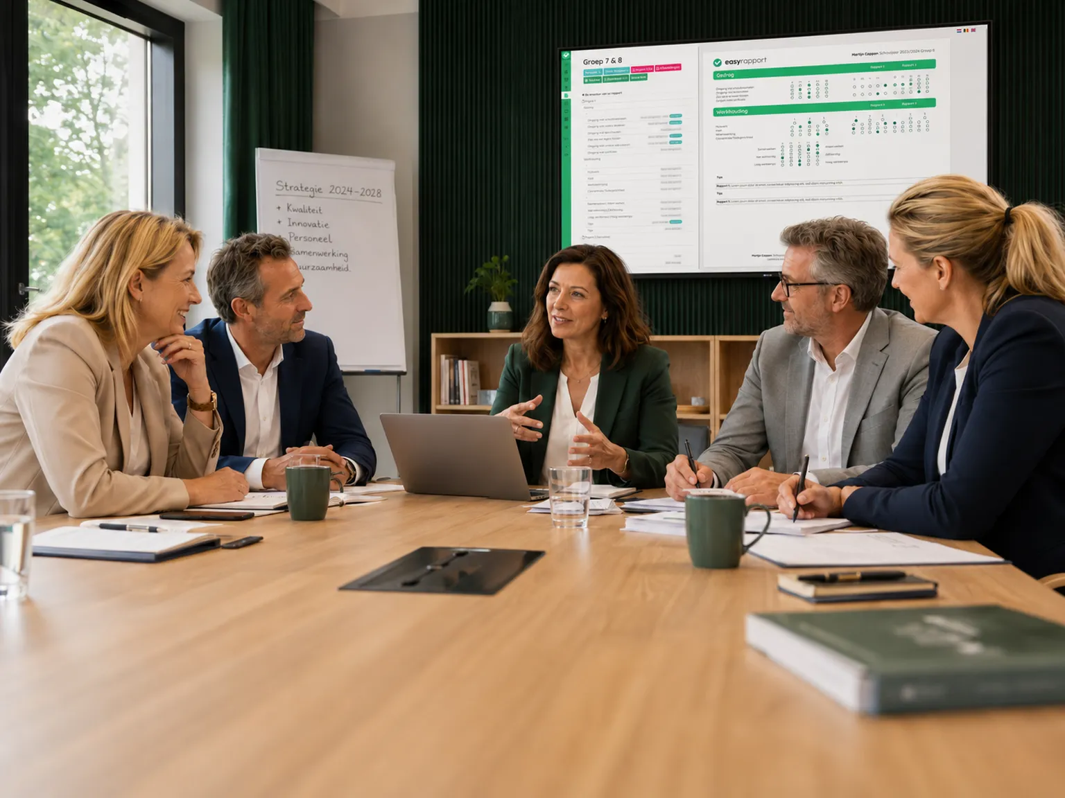 Schoolbestuursleden in overleg