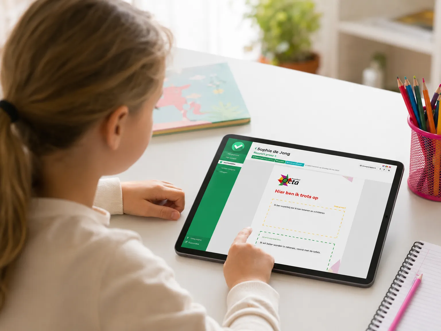 Leerling werkt in Easykids aan het eigen rapportfolio