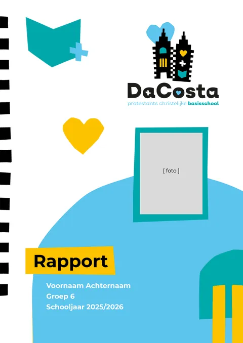 Voorbeeld rapport van de Da Costaschool uit Den Haag, voorpagina