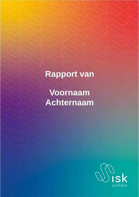 Voorbeeld rapport van ISK Arnhem, voorpagina