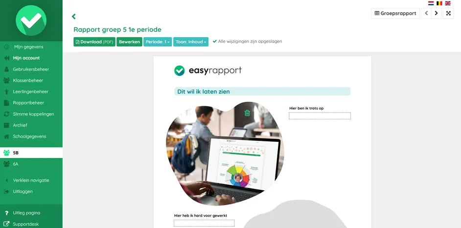 foto's verschuiven in Easyrapport
