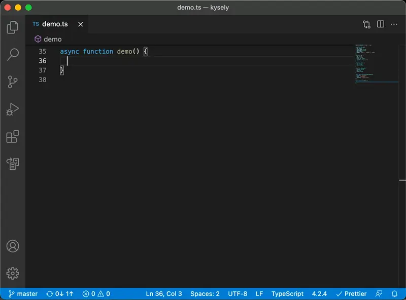 Demo of the kysely result type inference