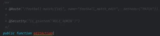 Screenshot with a code example regarding security