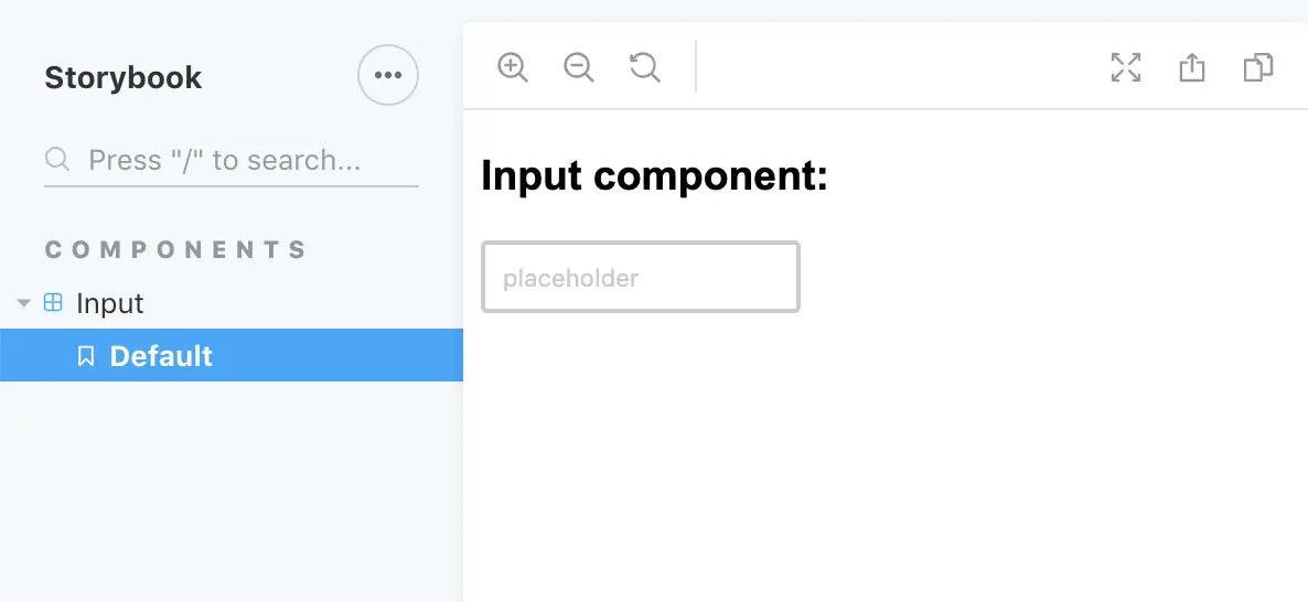 input component in storybook