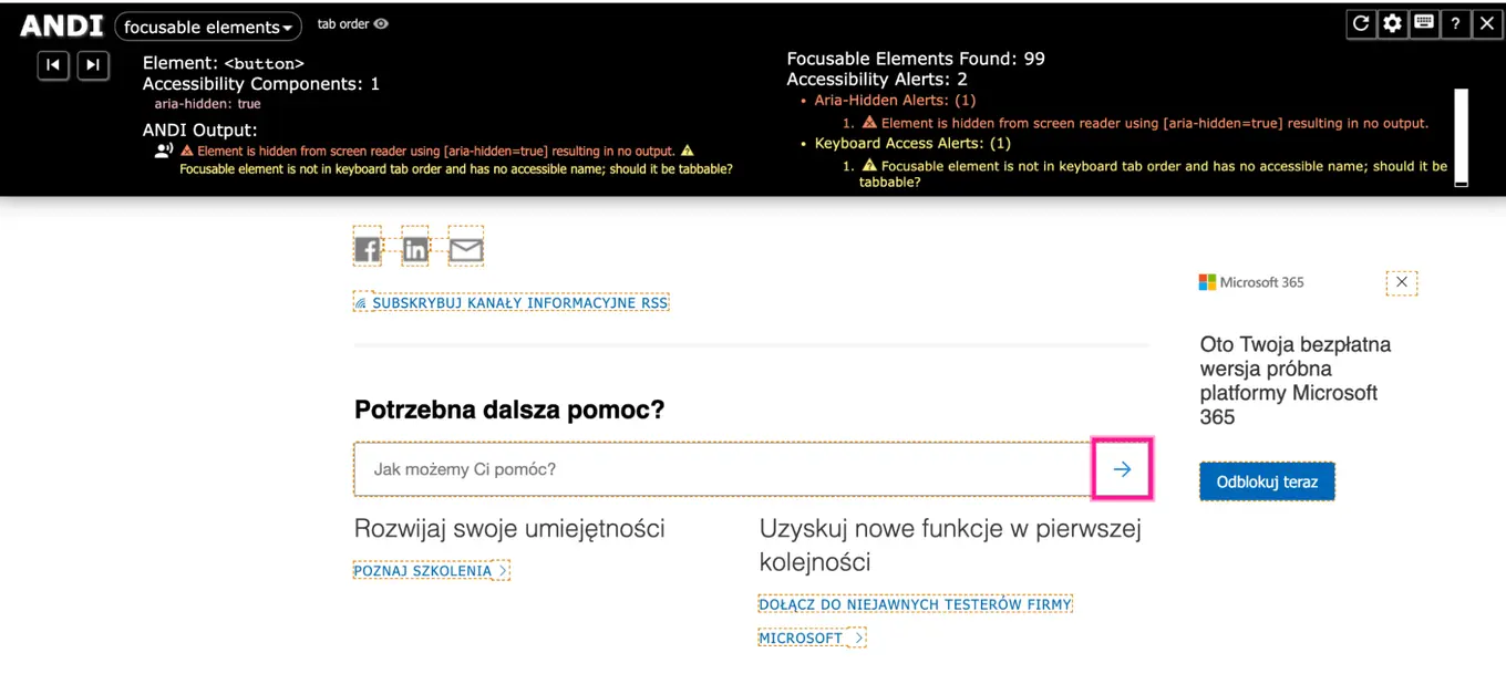 ANDI creating recommended configuration that will mark faulty attributes in browsers