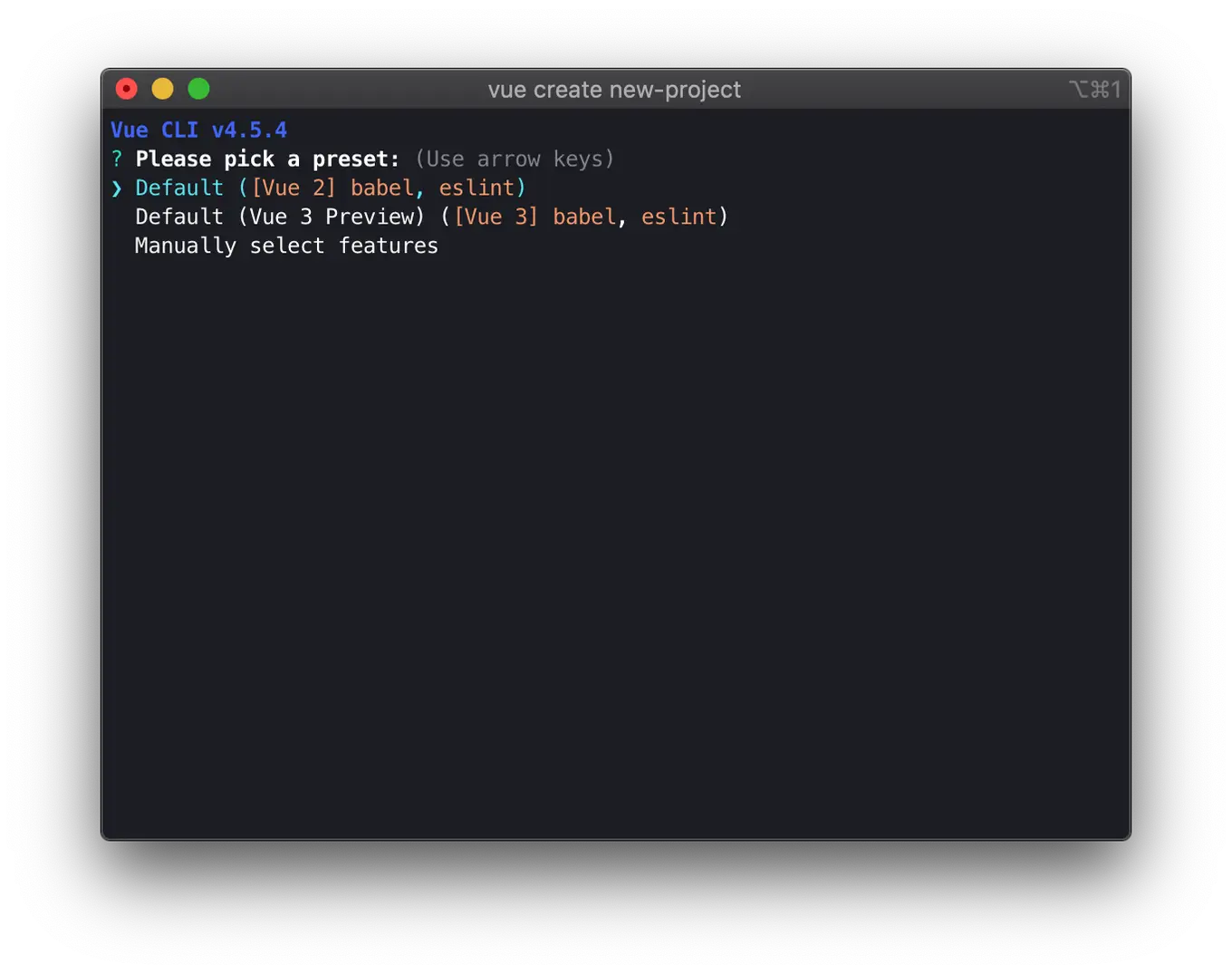 vue cli configuration screenshot