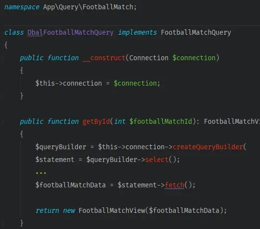 Fifth step – adding an interface to the query