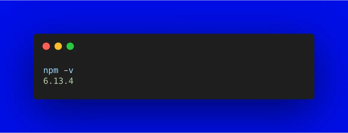 A screenshot with npm version