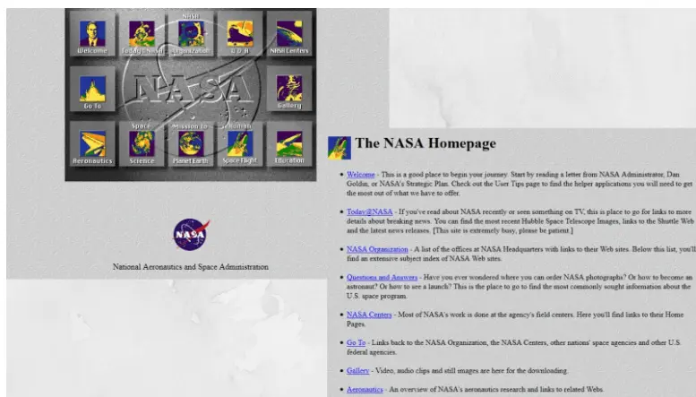 The NASA homepage