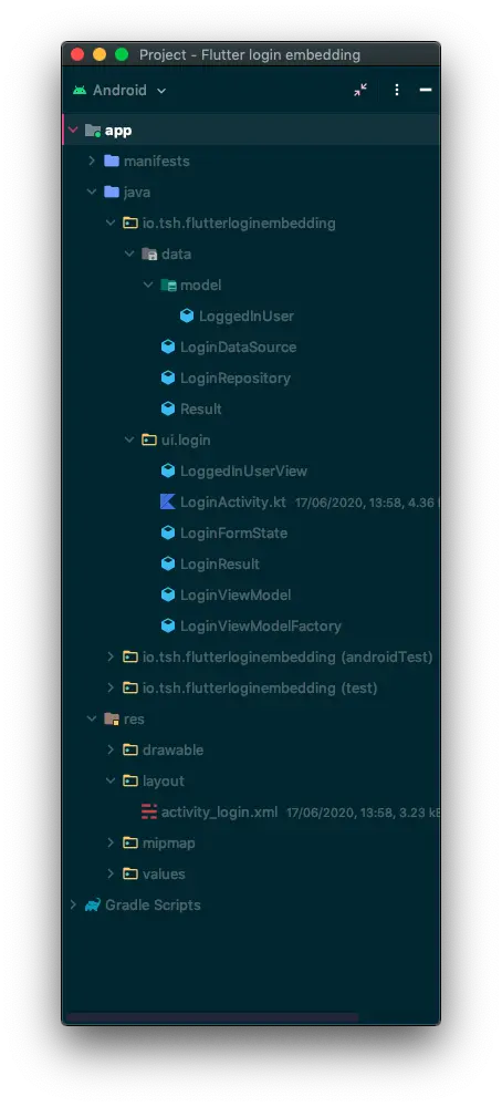 Screenshot with a Flutter app embedding