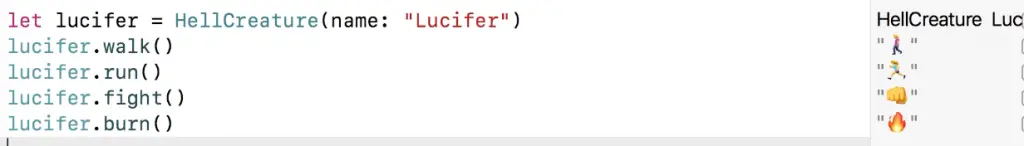 A screenshot with a fragment of a code (hellcreature)