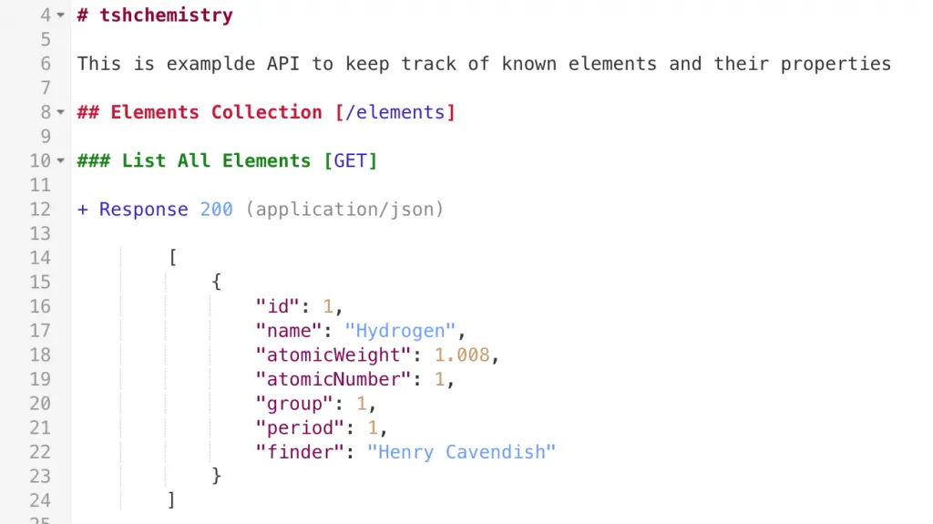 A screenshot of API blueprint