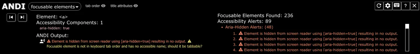 ANDI and a bit complicated accessibility tree