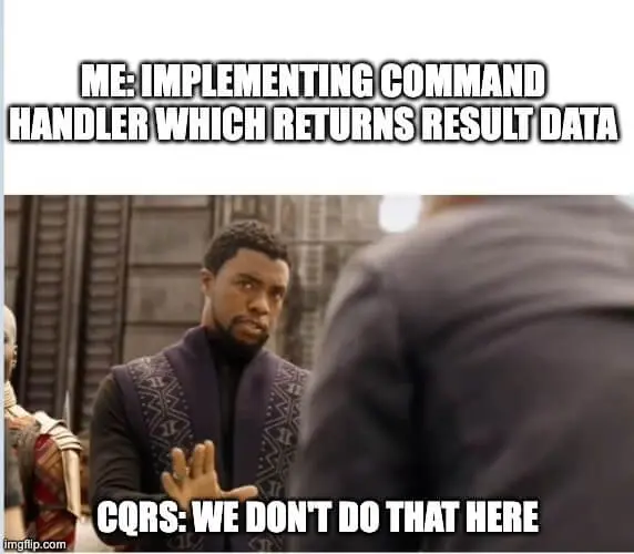 me implementing command handler which returns result data meme