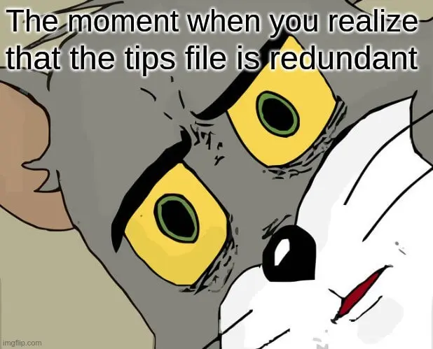 when you realize that the tips file is redundant