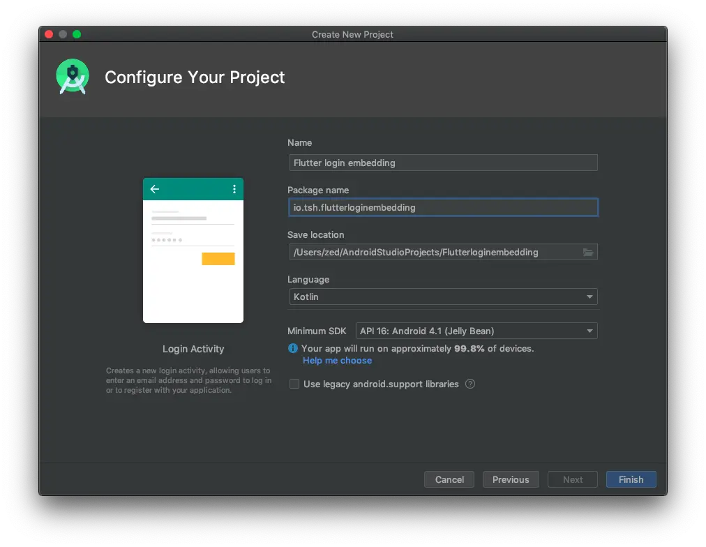 Screenshot with your project configuration
