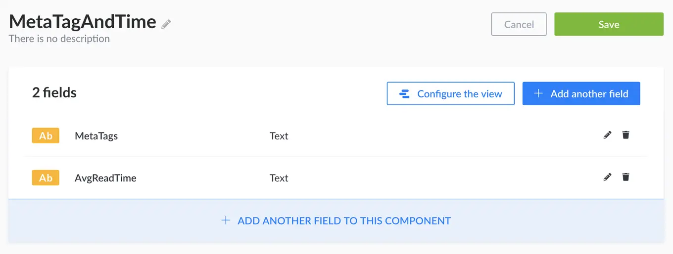 A screenshot of meta tag fields
