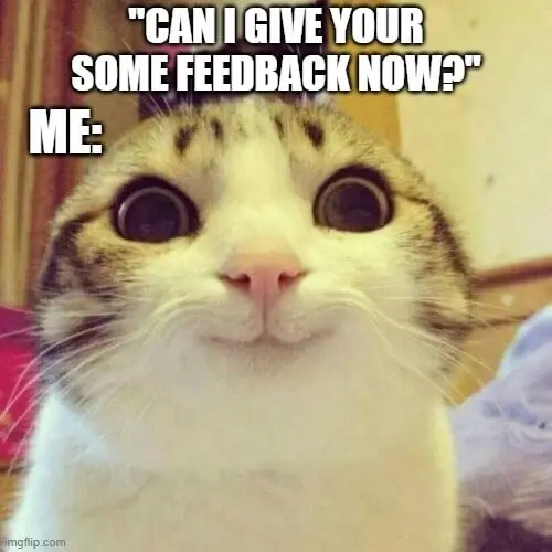 can I give you some feedback now?