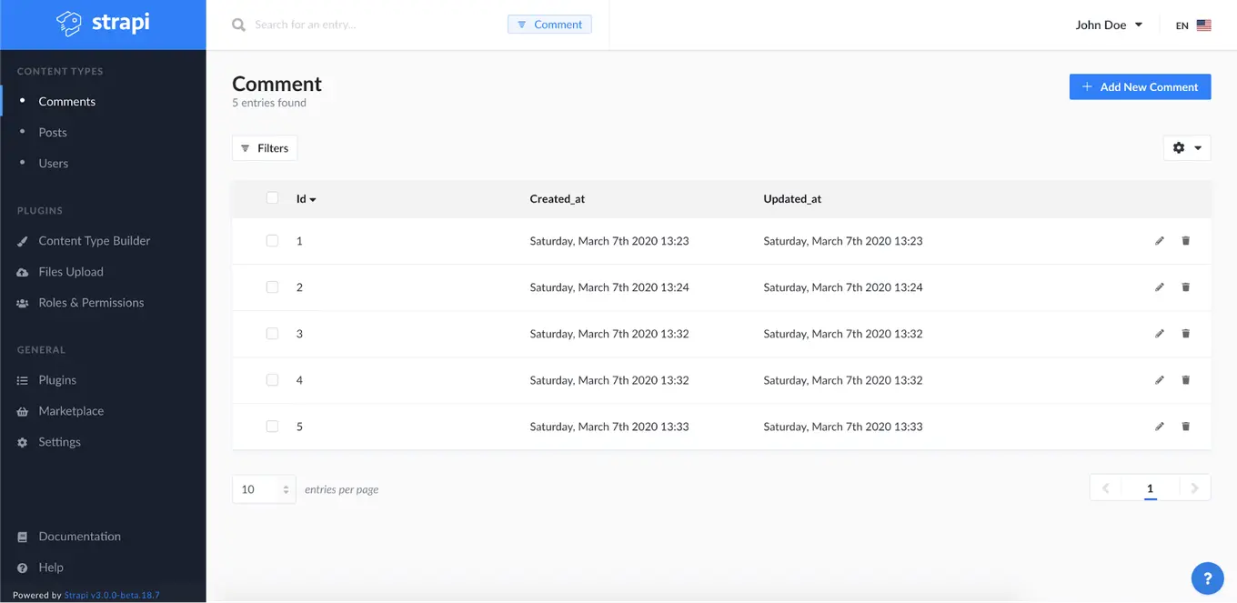 Screenshot of a comment creation