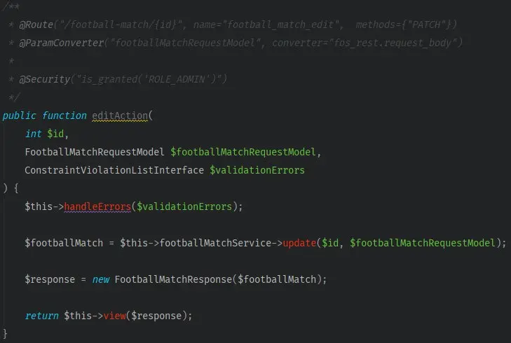 A screenshot showing a code example after refactor