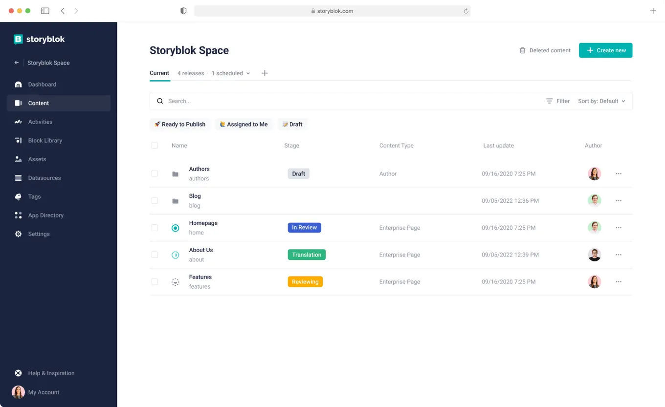 Storyblok - admin panel