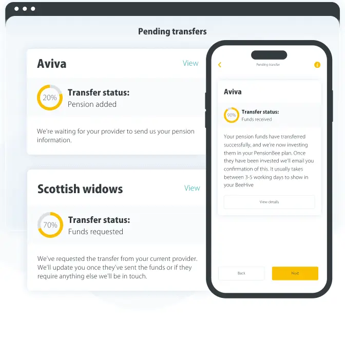 Pensionbee services screenshor