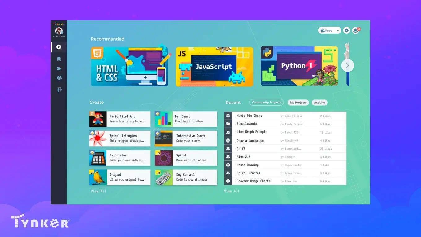 Tynker UI example colorful content