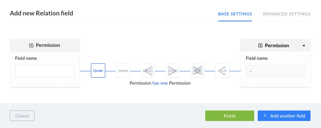 A screenshot of a field with a new relation