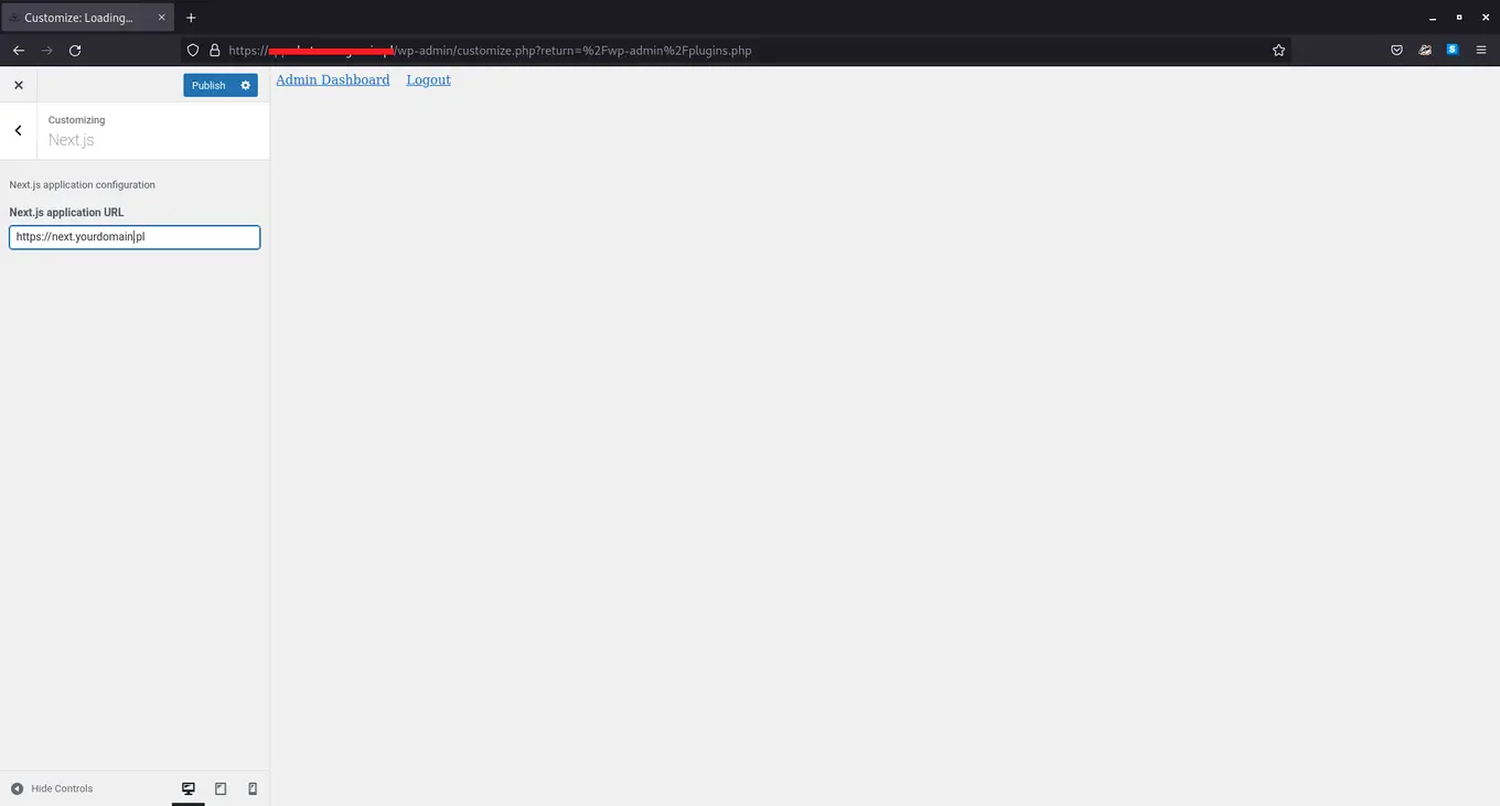 The customization panel