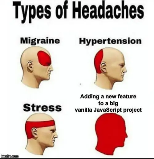 migraine meme: new feature to a big vanilla js project