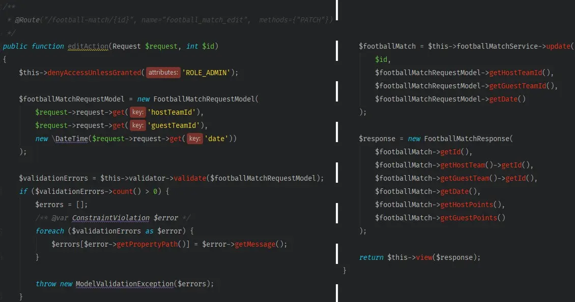 A screenshot showing the code's shape before refactoring